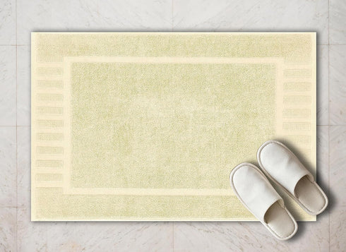 White Classic Luxury Bath Mat Set - 2 Pack Absorbent Cotton Hotel Spa Shower/Bathtub Mats 22"x34" | Beige