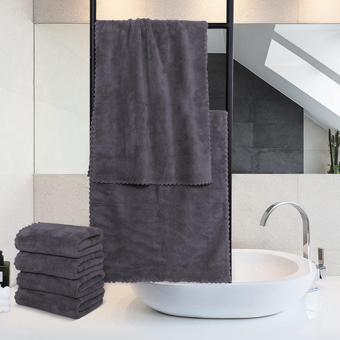 6 Pack 16 28 inches MOONQUEEN Premium Hand Towels - Quick Drying - Microfiber Coral Velvet Highly Absorbent Towels