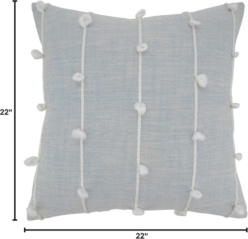 SARO LIFESTYLE Rhiannon Collection Knotted Line Design Pillow Cover, 22", Light Blue