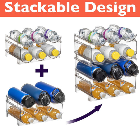 ClearSpace Water Bottle Organizer, Stackable Holder for Cabinet or Wine Rack, 4 Pack