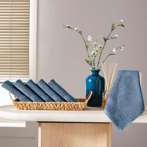 Ozdilek 6-Piece Set 13x13 100% 6 Washcloth Towels Turkish Cotton, Soft, Absorbent, Gentle on Sensitive Skin