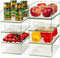 Hudgan Set of 8 Stackable Organizer Bins, Straight Sides Plastic Storage Containers for Pantry and Kitchen