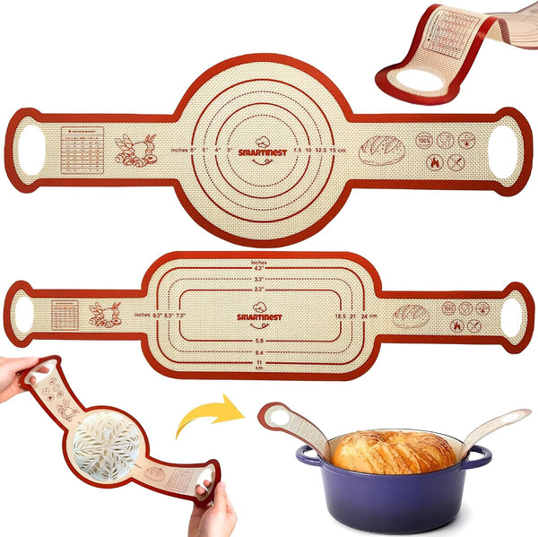 Sourdough Silicone Bread Sling for Dutch Oven, 2PCS Non-Stick Reusable Baking Mat