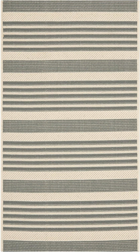 SAFAVIEH Courtyard Collection Accent Rug - 2' x 3'7", Grey & Bone, Stripe Design, Non-Shedding, Easy Care,