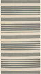 SAFAVIEH Courtyard Collection Accent Rug - 2' x 3'7", Grey & Bone, Stripe Design, Non-Shedding, Easy Care,