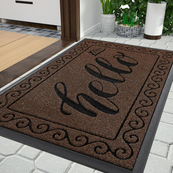 Yimobra 29.5 x 17 Inch Hello Door Mat, Heavy Duty Non-Slip Outdoor Welcome Mat for Home Entry and Garage
