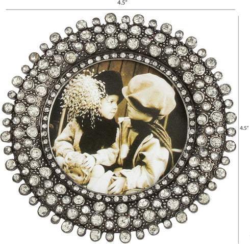 SARO LIFESTYLE Round Jeweled Photo Frame