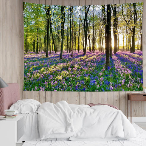 HVEST Forest Sunshine Tapestry, Spring Tapestry Wall Hanging, Nature Landscape Decor for Living Room Bedroom 40L x 60W