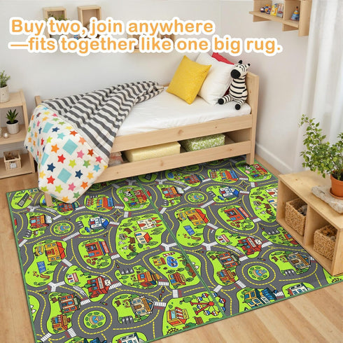 40"x24" Upgrade Ultra Non Slip Kids Car Rug, Kids Road Playmat Rug for Toy Cars, Educational Town City Map Washable