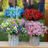 Artificial Flowers for Outdoors, 16 Bundles Faux Boxwood Greenery, No Fade Plastic Shrubs for Home Garden Decor (Pink)