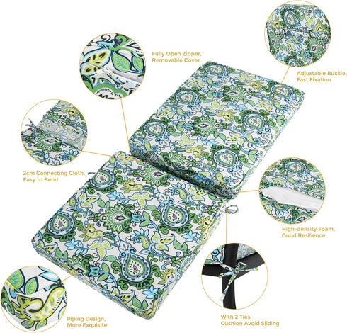 Magpie Fabrics Swimming 45"x20"x3", Outdoor/Indoor High Back Square Corner Chair Cushion with Handle & Ties, Waterproof