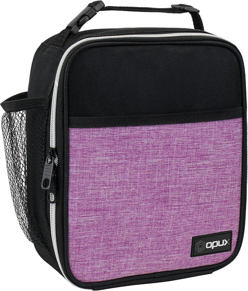 opux Premium Insulated Lunch Box, Soft School Lunch Bag for Kids, Heather Purple