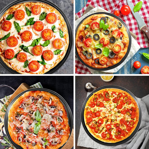 Pizza Steel Pan for Oven, 12 Inch Nonstick Round Pizza Baking Sheet, Perforated Carbon Steel Pizza Bakeware