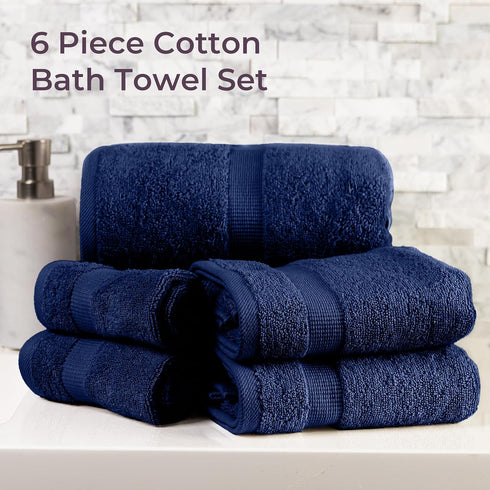 6 Set 550 100% 2 2 2 Set Lavish Home Piece Towel - GSM Cotton Bathroom Accessories - Bath Sheets, Hand Towels, and Wash