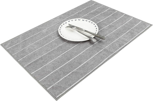 8 Pack 26 18 Inch Microfiber Kitchen Towels - Super Absorbent, Soft and Solid Color Dish Towels, (Stripe Designed Grey