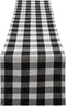 Yourtablecloth Plaid Checkered Table Runner - Washable Indoors or Outdoors (Black and White, 14 x 108)