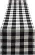 Yourtablecloth Plaid Checkered Table Runner - Washable Indoors or Outdoors (Black and White, 14 x 108)