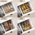 Acacia Wood Silverware Organizer, 5-Compartment Kitchen Utensil Drawer Organizer for Forks & Spoons, Flatware Holder