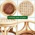 Set 2 of Small Boho Rattan Wicker Round Riser Plant Stand Indoor,Rustic Farmhouse Natural Wooden Circle Pedestal