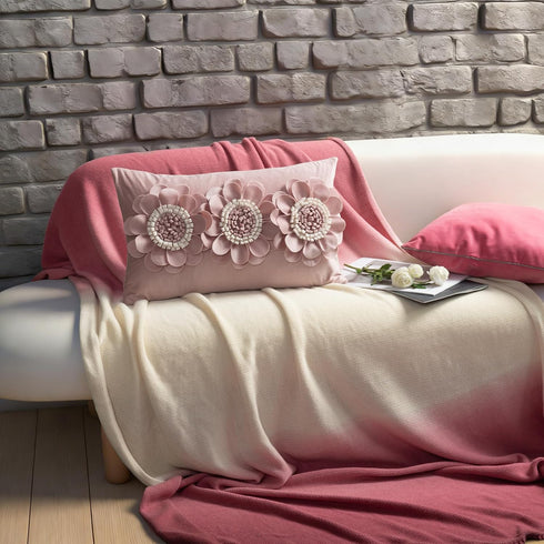 3D 12x20 Inches JWH Flower Throw Pillow Cover Decorative Sunflower Accent Pillow Case Velvet Cushion Lumbar Pillowcase