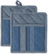 DII French Stripe Kitchen Collection, Potholders, Chambray Blue, 2 Count