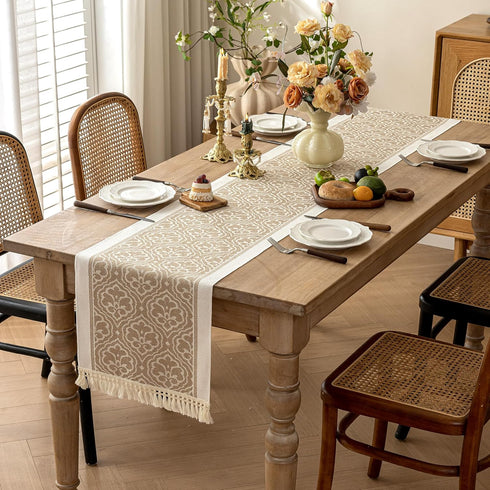 63 Inches,Waterproof Table Runners Boho Table Runner with Tassel Fringe,Table Runner for Party Coffee Table