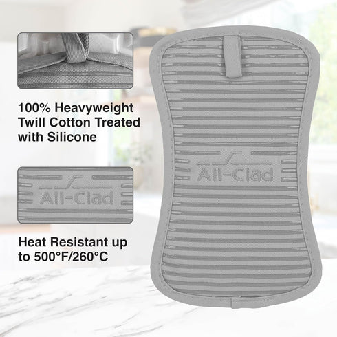 All-Clad Premium Pot Holder & Hot Pad, 100% Cotton, Heat Resistant to 500 Degrees, Titanium, 1-Pack