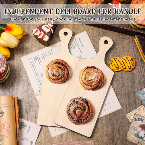 8 Pcs Mini Wooden Cutting Board with Handle, 9.45 x 3.54 Inch, Thicken Wooden Chopping Board for Kitchen Cheese Crafts
