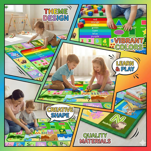 3x5ft Kids Educational Rug, Non-Slip Machine Washable ABC Alphabet Mat & Learning Carpet for Playroom Bedroom, Nursery