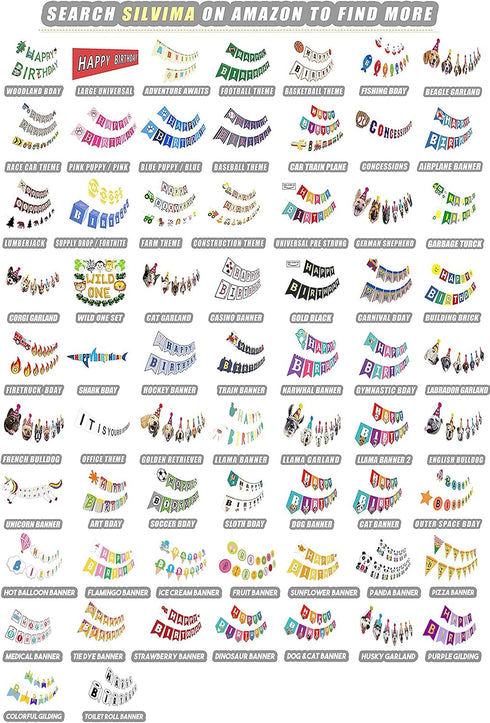 Llama Birthday Garland, Funny Alpaca Face Portrait Bunting for Hilarious Bday Party Decoration