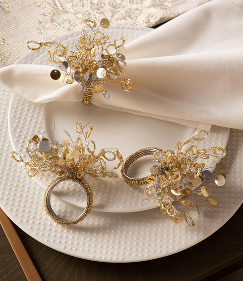 DII Christmas Thanksgiving Holiday Tabletop Décor - Decorative Napkin Ring Holder Set, 6 Piece, 1.5" Diameter, Gold
