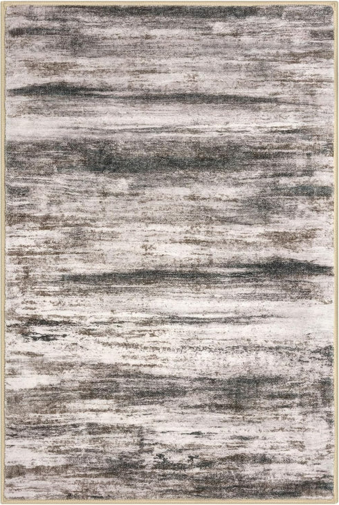 KOZYFLY 2x3 Small Area Rug Rug Entryway Rugs Modern Abstract, Washable Kitchen Rug Non-Slip Soft Rug, Black Brown