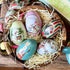 Generic Set 10 Vintage Tin Easter Eggs, of Fillable, Reusable Metal Egg Tins by Baerli