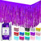 Allgala 2-Pack Purple Tinsel Table Skirt, 29x108 Inch Metallic Foil Fringe for Party Event, Parade Float