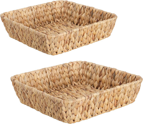 Small Wicker Basket Tray 2 Pack, Small Rattan Basket Set for Gifts,Entryway