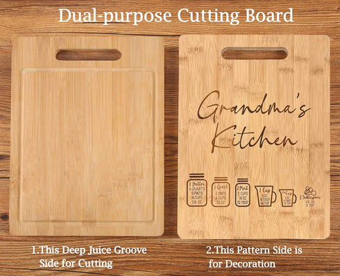 Grandma Gift,Nana Gift,Mothers Day Gift for Grandmother-Retirement,Christmas Birthday Gift for Grandma-Measurements Conversion Chart Decor-Cutting Board Gift for Home Kitchen,Camping,Barbecue,BBQ