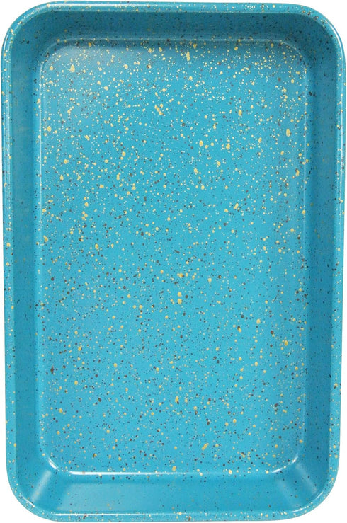 casaWare Toaster Oven Baking Pan - 7 x 11-inch Ceramic Coated Non-Stick (Blue Granite)