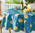 Newbridge Round Vinyl Tablecloth, 70 Inch, Mediterranean Zest Vinyl Flannel Backed Table Cloth with Lemon Print