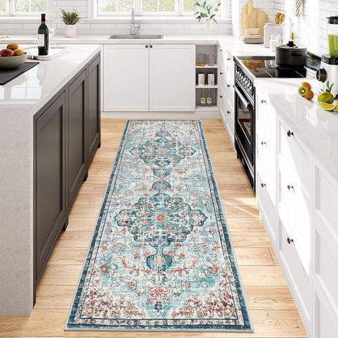 Pauwer Farmhouse Runner Rug 2x6 Kitchen Rugs Washable Non Slip Hallway Runner Rug Soft Fluffy Low Pile Carpet, Grey