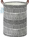 LANGYASHAN Laundry Basket - Canvas Fabric Collapsible Organizer Basket for Storage Bin, Toy Bins, Black Line