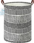 LANGYASHAN Laundry Basket - Canvas Fabric Collapsible Organizer Basket for Storage Bin, Toy Bins, Black Line