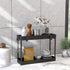 Simple Houseware 2-Tier Under Sink Organizer Storage Tray with Hooks, Black