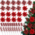 60 Pcs Silver 6 Styles Christmas Artificial Poinsettia Flowers with Glitter Berries