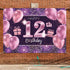 Happy 12th Birthday Banner Backdrop - 12 Party Decorations Supplies for Girl - Pink Purple Gold 4 x 6ft