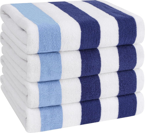 American Soft Linen Cabana Striped Beach Towels, 30x60 inch 4 Piece Oversize