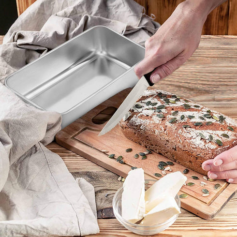TeamFar Loaf Pan, 9¼” × 5” Stainless Steel Bread Loaf Pan for Baking Bread, Cake, Toast, Dishwasher Safe