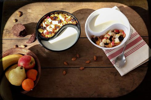 Never Soggy Cereal Bowl, White x2, Divided, Unbreakable Melamine, Ideal for Snack and Salsa