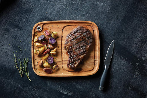 Ironwood Gourmet Fort Worth Steak Plate, Acacia Wood, 13 x 11 x 0.75 inches, Brown