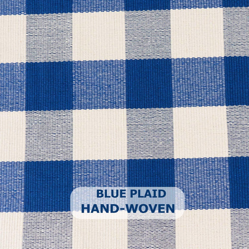 Buffalo Plaid Outdoor Rug, 23.6"x51.2", Blue and White Front Porch Decor Farmhouse Rug