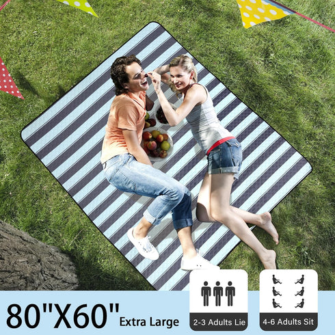 HX&OD 80x60 Extra Large Picnic Outdoor Blanket, Waterproof Picnic Mat Foldable Camping Blanket Portable with Carry